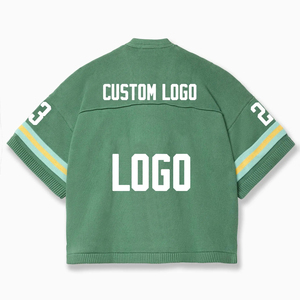 Suéter de Punto Personalizado Unisex para Fútbol, Cuello en V, Hombros Caídos, Estilo Deportivo Holgado, 100% Algodón, Manga Corta - Product Image 4