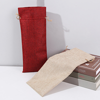 Sac d'emballage de vin de style national de style vintage cordon de serrage en lin de jute à la mode pour bouteille pour les promotions