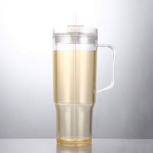 Nouveau style – Gobelet isotherme réutilisable de 40 oz en plastique transparent avec poignée et couvercle, idéal pour la bière, les paillettes et le verre transparent DIY - Product Image 4