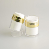 Pots à pompe sans air en plastique blanc doré, à double paroi, 50ml, 30ml, 15ml, pour crème cosmétique, soin de la peau, crème contour des yeux, lotion, rouge à lèvres, avec capuchon en plastique