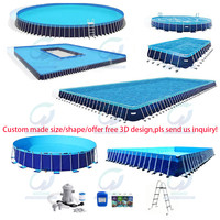Metallrahmen-Pool Rechteckiger Pool UV-Beständiges PVC Maßgefertigte Größe Modularer Unterhaltungs-Sicherheitspool Rechteckige Konstruktion