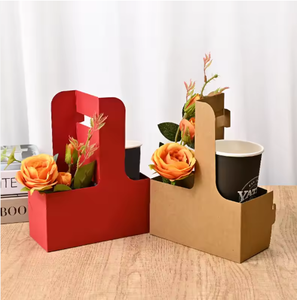 Custom Disposable Recyclable Kraft <b>Paper</b> 2/4 Cup Carriers, Coffee Takeaway <b>Trays</b>, Beverage Packaging with Handles - Product Image 4