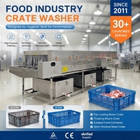 Laveuse de caisses à viande à cycle rapide SUS304, machine de nettoyage industrielle de type tunnel à séchage rapide pour abattoir