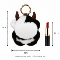 Porte-clés en fourrure de vison véritable en gros, breloque de sac mignonne, pendentif en peluche moelleux, porte-clés en fourrure douce Kawaii, 5 couleurs, personnalisable OEM, 10 cm