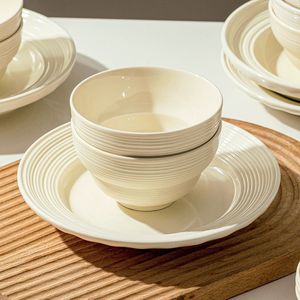 Ceramic Dinner Plate Round Cream Color Solid Pattern For Party Food Serving - Product Image 2