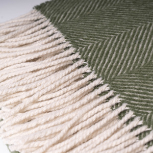 Nouvelle mise à niveau 127X153 + 2X10cm 100% laine 380gsmTassel couvertures moderne Plaid Style coréen tissé jeter - Product Image 4