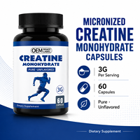 OEM Marque Privée Capsules de Créatine Monohydrate Micronisée 60 Pièces 3g par Portion pour Force et Performance