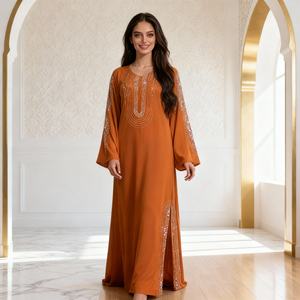 Nouvelle robe longue modeste de style Dubaï, en tissu de haute qualité, avec des paillettes, Abaya pour femmes musulmanes, fournisseur - Product Image 3
