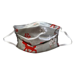 Mascarilla facial reutilizable de Navidad, 100% algodón, diseño navideño, patrón de copo de nieve y reno rojo, tamaño adulto - Product Image 2