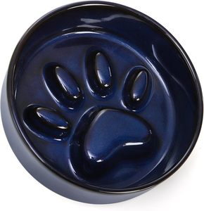 Gamelle surélevée personnalisée en céramique écologique en forme de patte pour chats et chiens, à alimentation lente, avec support en bois, capacité 450 ml - Product Image 3