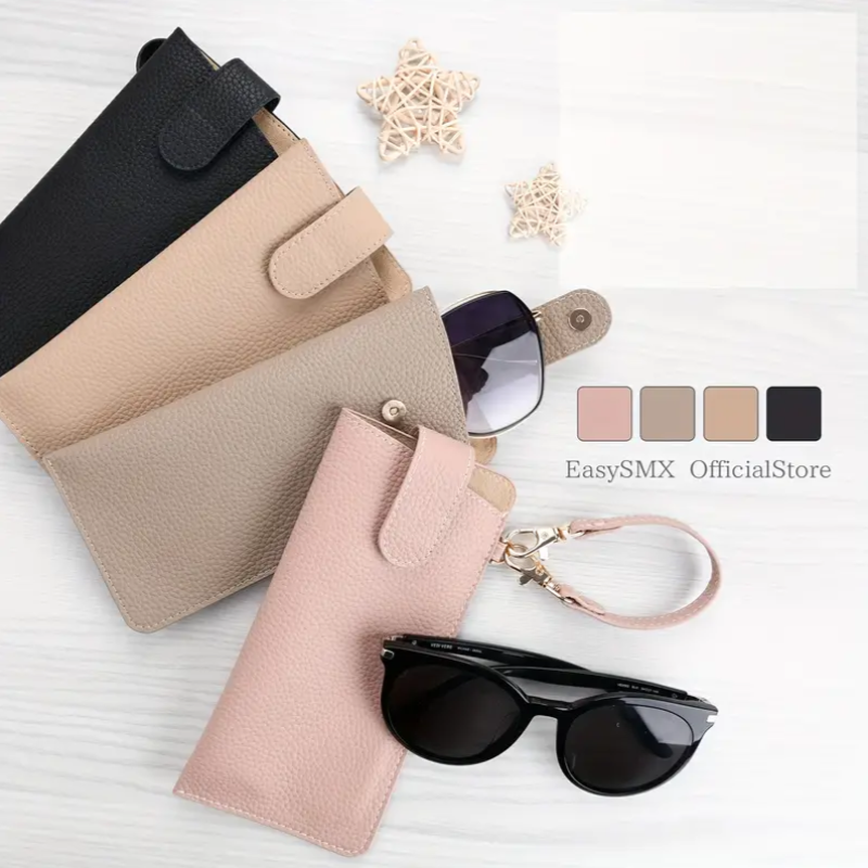 Custodia Occhiali In Pelle PU - 2 Pezzi | Leggera Con Gancio | Portatile Per Borse - Foto 10