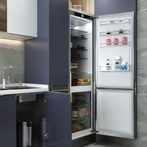 Gabinetes de cocina modernos de fibra 3D de acrílico de alto brillo para Blue Bar en Líbano, con fregadero, grifo, bisagra, guía de cajón y salpicadero - Product Image 3