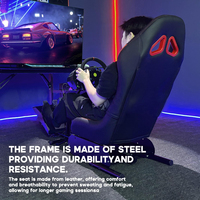 Cockpit Simulateur de Course Rouge avec Volant et Siège, Chaise de Jeu, Cockpit de Course Sim pour Accessoires TX Xbox PS4 PS5 PC
