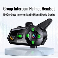 Headset Interkom Motor 6 Arah dengan Asisten Suara, Jawab Otomatis, Tahan Air IP66, Jangkauan Interkom Antar Pengendara 1000m (Grosir)