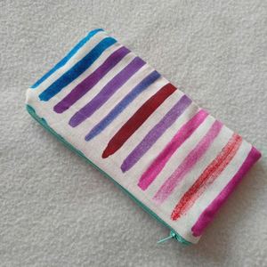 Custom Eco-Friendly Foldable Rainbow Striped Makeup Bag Portable Travel Ladies Cotton Canvas for Pouches Zip <b>Storage</b> Boho - Product Image 6