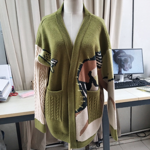 Custom <strong>Ladies</strong> Knitted Plus Size Thick Jacquard <strong>Cardigan</strong> Wool Sweaters <strong>Christmas</strong> Women <strong>Cardigans</strong>. - Product Image 1