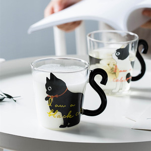 Presentes Inovadores com Design de Animais para Mulheres e Meninas, Caneca de Leite de Vidro Borossilicato Soprado à Mão, Caneca de Gato Fofa - Product Image 1