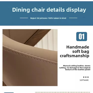 La chaise de salle à manger de style chinois avec dossier <span class=keywords><strong>en</strong></span> bois massif pour un usage domestique avec un <span class=keywords><strong>fauteuil</strong></span> <span class=keywords><strong>en</strong></span> <span class=keywords><strong>cuir</strong></span> décontracté haut de gamme - Product Image 3
