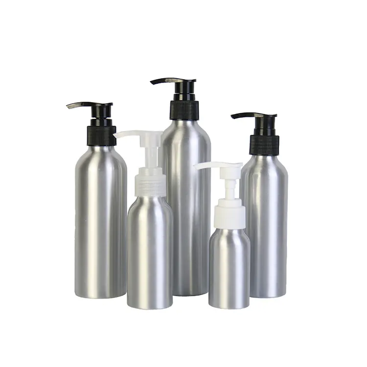 8zo reciclado cosméticos embalagem de metal fábrica de alumínio bomba de loção frasco de xampu 30ml 100ml 150ml 200ml 250ml 300ml 500ml 1000ml