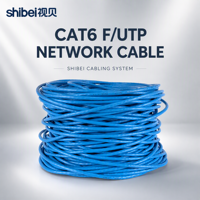 Câble Ethernet intérieur Shibei CAT6-F/UTP en PVC, 4 paires, conducteur en cuivre 23AWG, Gigabit, 305m, pour système de caméra IP POE