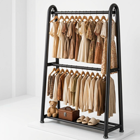 Porte-vêtements multifonctionnel antirouille, organisateur de vêtements, étagère à vêtements améliorée pour chambre à coucher, en métal à double barre