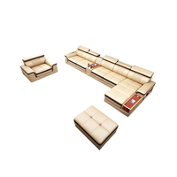 Ensemble de canapés en cuir synthétique moderne et personnalisé 2025, gain de place, fonction massage, forme en L, pieds en métal pour salon de villa
