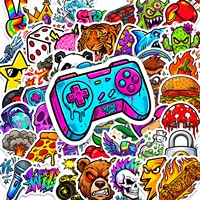 50 autocollants décoratifs en PVC, style dessin animé, cool, streetwear, gamer, pour skateboard, imperméables, créatifs, graffiti