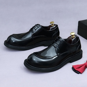 Zapatos de Hombre Formales de Negocios con Punta Ancha de Cuero Estilo Británico Big Head Derby - Product Image 4