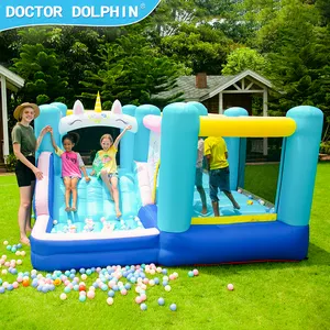 Doctor Dolphin Bouncy House Diversión Mecánica Toro Toboganes de agua Patio trasero Inflable para niños Bouncer Jumping Castle Bounce House