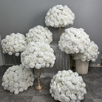 Décorations de table de mariage, centre de table en fleurs roses, boules de fleurs artificielles