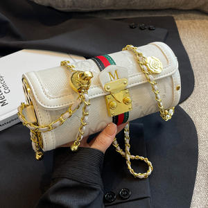 Estilo de lápiz de color de contraste de cuero de lona con letras bordadas Diseño de bolso para axilas Bolso de hombro de lujo para mujer - Product Image 2