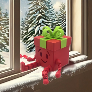Ornement de boîte cadeau de Noël imprimé en 3D, design de visage souriant articulé, décoration de Noël, ornement créatif de bureau - Product Image 5