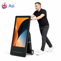Affichage numérique 32-55 pouces mobile, alimenté par batterie, étanche IP65, haute luminosité 2000lm pour hall d'hôtel, autonomie 8-12 heures