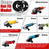 Kit d'outils pour meuleuse d'angle avec écrou à bride 5/8'-11, clé à broche réglable et 6 écrous de blocage