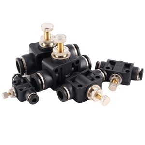 Độ chính xác cao màu đen sa ga dòng chảy không khí điều khiển tốc độ Van ống khí nén đẩy vào kết nối - Product Image 2