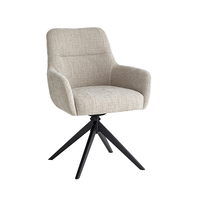 Fauteuil de salle à manger pivotant en tissu texturé vert olive, chaise d'appoint moderne rembourrée avec base en métal noir
