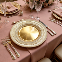 Assiettes de présentation classiques réutilisables en plastique PP doré de 13 pouces, durables, pour la décoration de table de mariage et de la maison