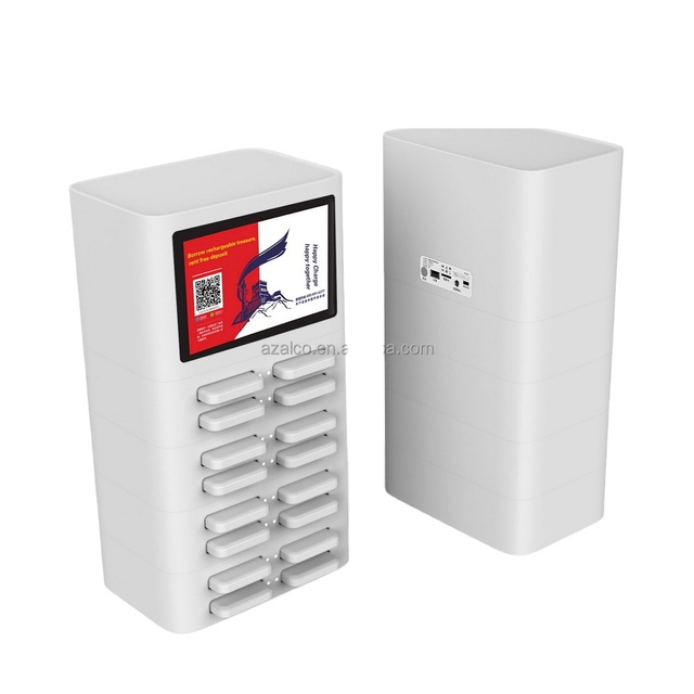 Easiest Way to Rent Battery 12 Slots Smart Sharing Power Bank Station with Screen and POS Reader Custom