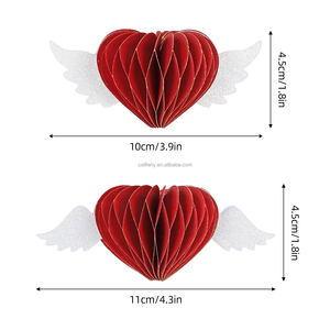 Decorazioni di san valentino ornamento a nido d'ape argento <span class=keywords><strong>angelo</strong></span> ala <span class=keywords><strong>con</strong></span> cuore rosso per le decorazioni - Product Image 5