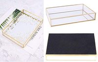 Plateau miroir doré, plateau miroir rectangulaire pouvant contenir du parfum, des bijoux, des cosmétiques, plateau de décoration de chambre