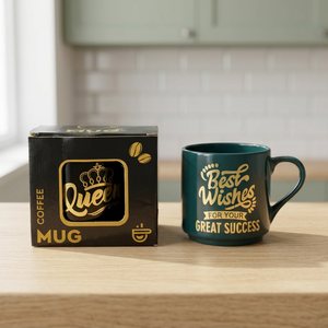 Golden print ceramic mug multicolor - Product Image 1