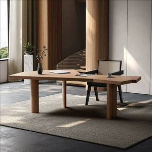 Tối giản gỗ rắn hình Bàn máy tính, thiết kế hiện đại, bàn quản lý hình dạng không đều, Bàn Máy Tính - Product Image 6