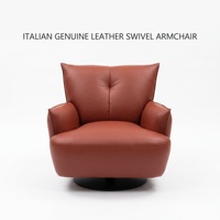 Fauteuil pivotant en similicuir PU de style italien, fauteuil simple moderne, fauteuil inclinable rembourré pour salon