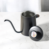 Bouilloire à café à Double paroi en acier inoxydable avec thermomètre, à col de cygne, 350ml
