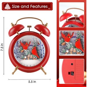 USB/<b>Battery</b> <b>Operated</b> Lighted Christmas Snow Globe Lantern with 6H Timer & Musical Alarm Clock for Holiday Decorations - Product Image 2