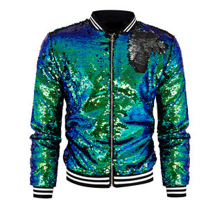 Chaqueta de Lentejuelas con Cuello Alto para Hombre, <span class=keywords><strong>Abrigo</strong></span> Reversible Informal con Estampado de Canalé para Otoño e Invierno - Product Image 3