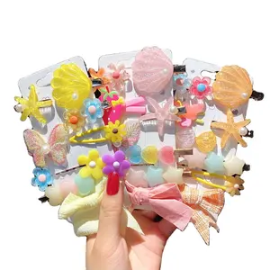 9 Pcs Set Wholesale girls BB Hairgrips Hair Clip Kids Accessories Lovely Princess Starfish Shell Crystal Heart Bow Hair Clip