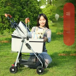 Faltbarer Haustier-Buggy für Hunde und Katzen, Leichtgewichtig mit Tasche, Abnehmbarer Externer Schiebe-Hundewagen, Abnehmbare Hundetrage zum Spazierengehen - Product Image 4