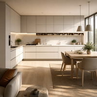 Meubles de cuisine modernes modulaires en bois RTA écologiques résistants à l'eau avec fermeture amortie et îlot coulissant – Vente en gros directe usine