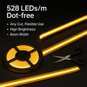 Bande <span class=keywords><strong>LED</strong></span> COB ultra-fine mini, découpable n'importe où, 3000k 4000k 6500k <span class=keywords><strong>24v</strong></span>, découpe libre, 8mm - Product Image 6